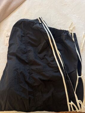 Anthropologie Black Track Joggers with Cream Side Stripes